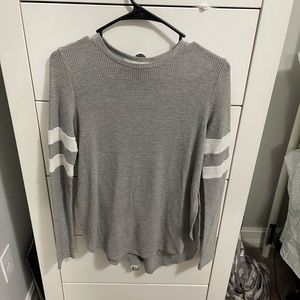 Gray and White Waffle Long Sleeve